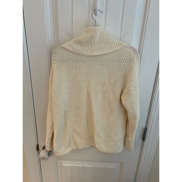 Haven Well Within Organic Cotton Honeycomb‎ Shawl Cream Cardigan Sz Small - Picture 6 of 6